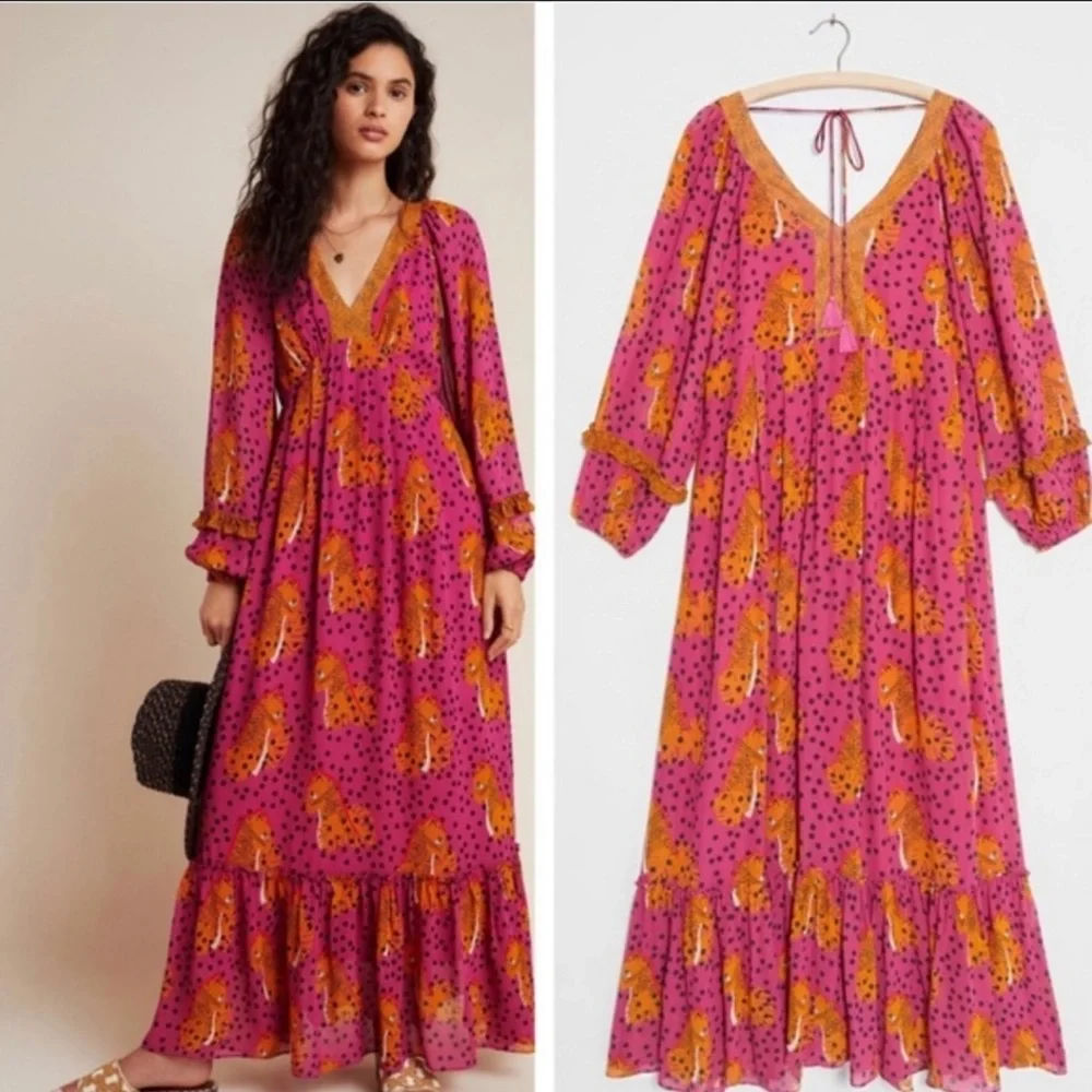 Incredible Anthropologie leopard low cut dress by Farm - Picture 6 of 6